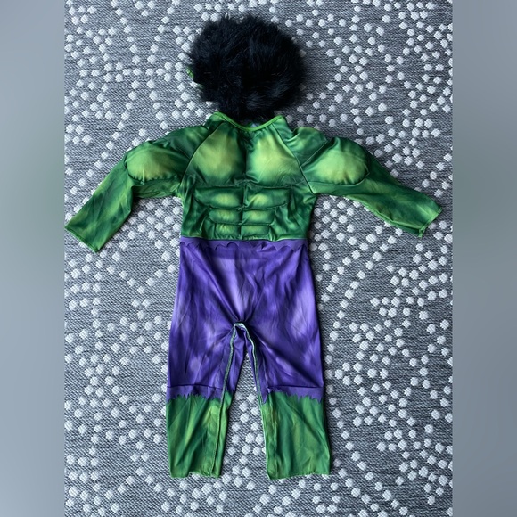 Marvel Hulk Super Hero Costume Wig Hair HULK Smash Hands Halloween Infant 12 24 - Picture 2 of 14